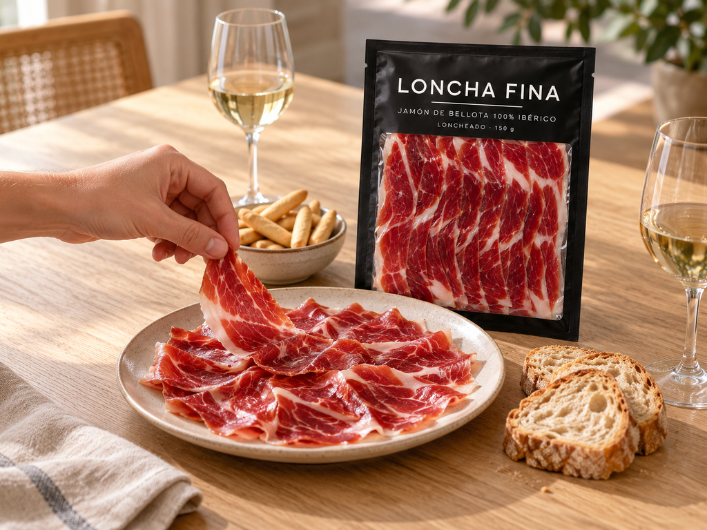 LonchaFina - Pack 12 Sobres de Jamón 100% Ibérico · Etiqueta Negra · 1,8 kg