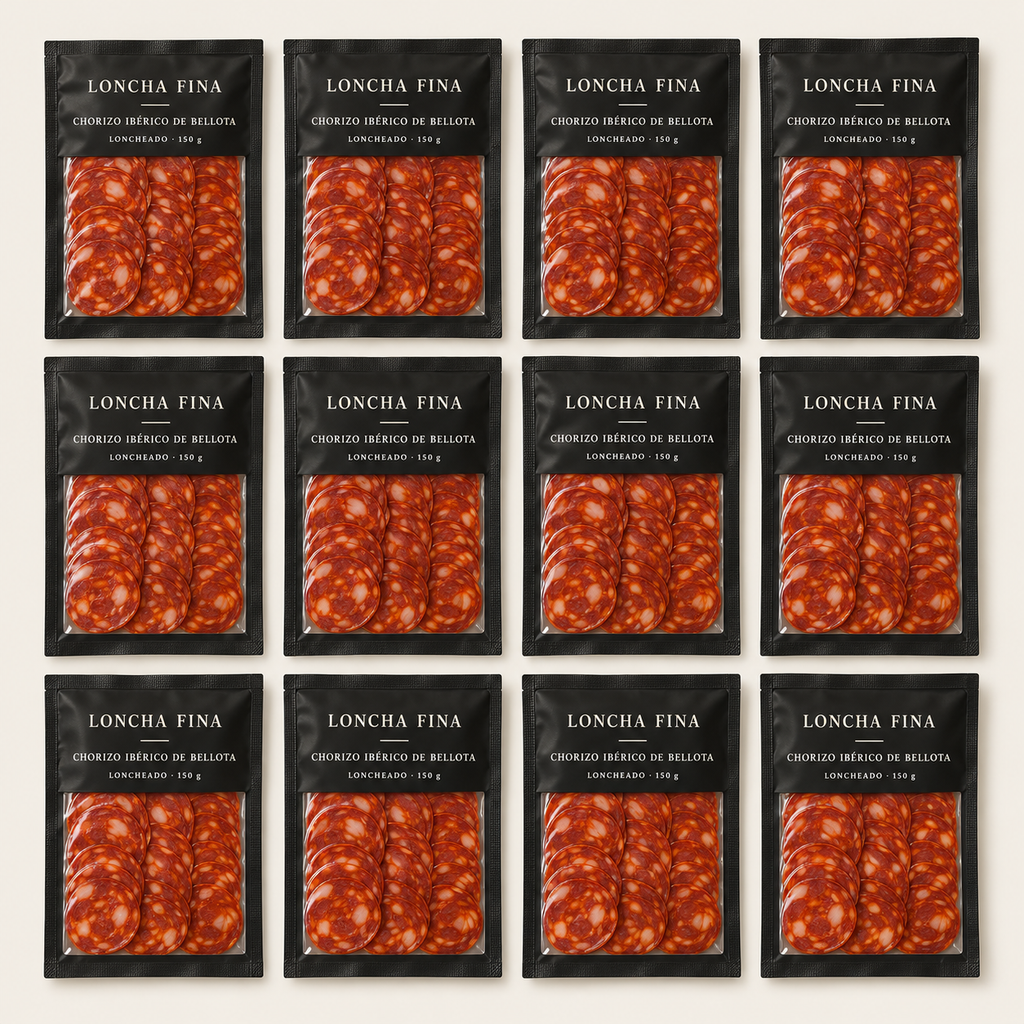 LonchaFina - Pack 12 Sobres de Chorizo Ibérico de Bellota · 1,8 kg